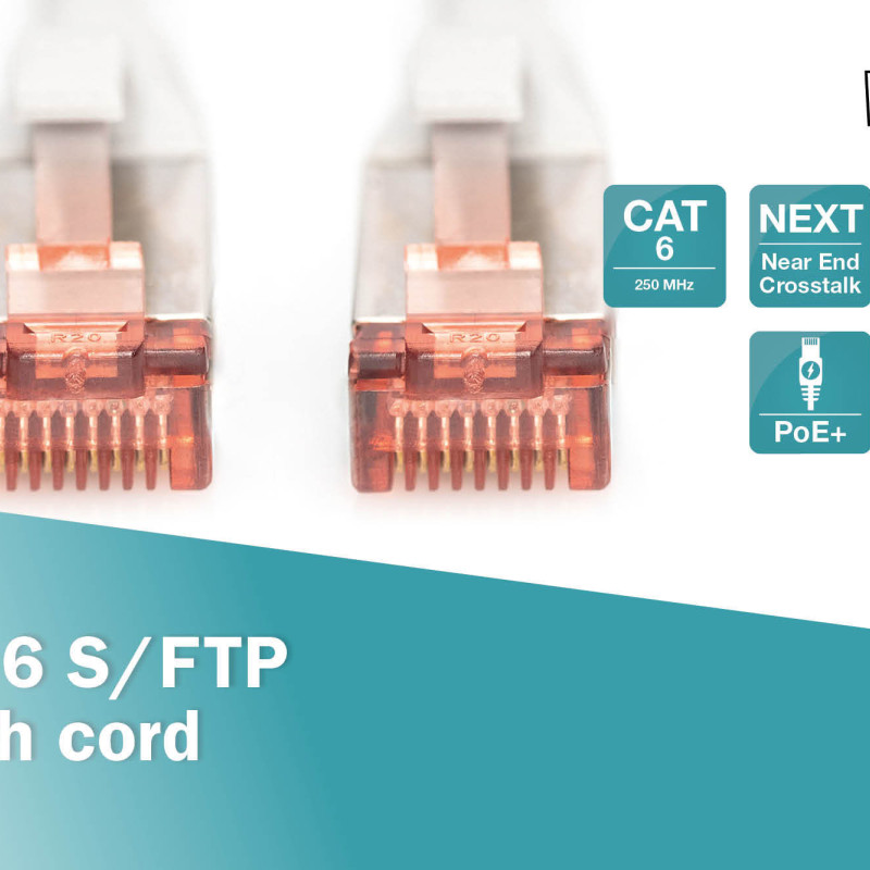 Digitus CAT 6 S/FTP | Patch cord | Length 1 m | Grey