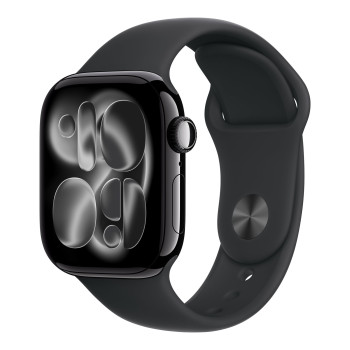 Apple Watch Series 11 GPS + Cellular 42mm Jet Black alumīnija korpuss ar melnu sporta siksnu - M/L | Apple