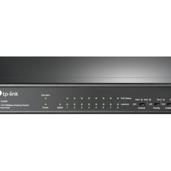 TP-LINK | Switch | TL-SF1009P | Nevadāms | Galda | 10/100 Mbps (RJ-45) portu skaits 9 | PoE+ portu skaits 8 | Barošanas avots Ārējais