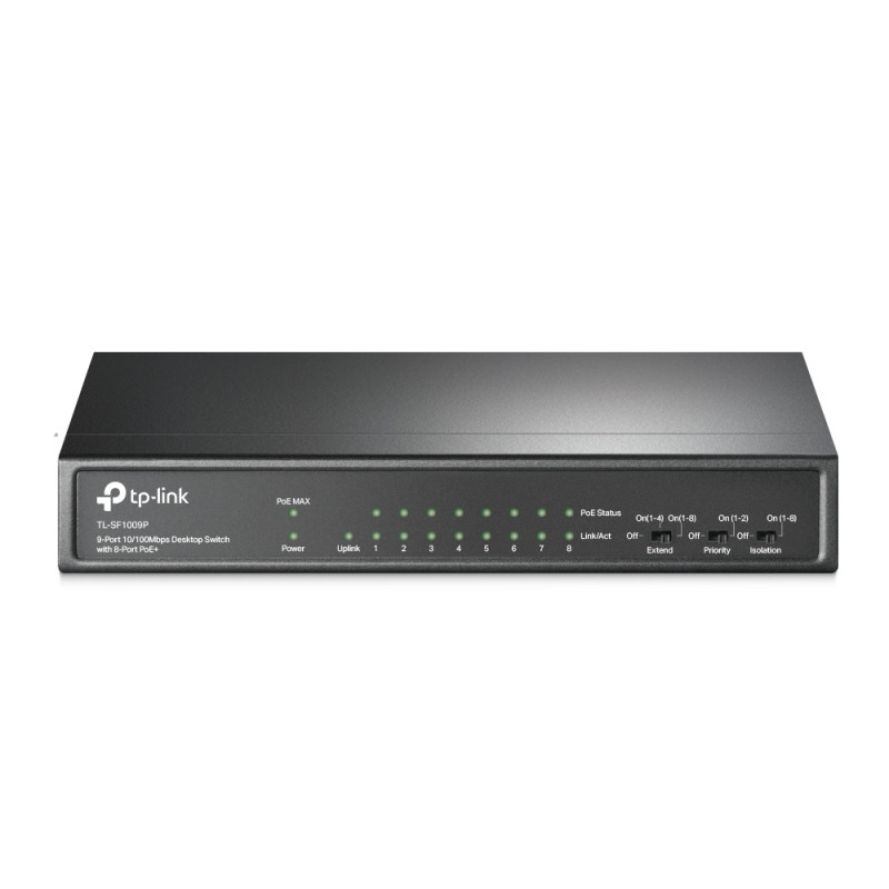 TP-LINK | Switch | TL-SF1009P | Nevadāms | Galda | 10/100 Mbps (RJ-45) portu skaits 9 | PoE+ portu skaits 8 | Barošanas avots Ārējais