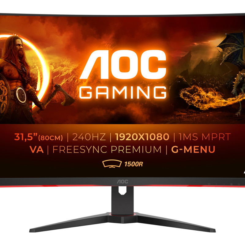 AOC | Curved Gaming Monitor | C32G2ZE | 31.5 " | VA | FHD | 16:9 | 240 Hz | 1 ms | 1920 x 1080 | 300 cd/m² | Headphone out (3.5mm) | HDMI ports quantity 2 | Black