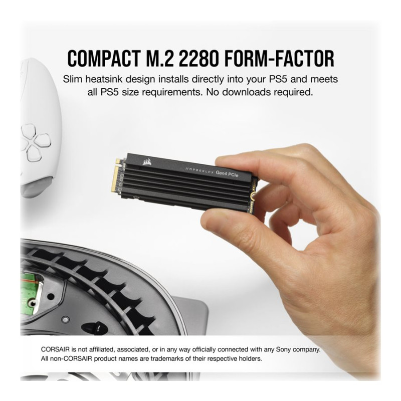 Corsair | SSD | MP600 PRO LPX | 2000 GB | SSD form factor M.2 2280 | Solid-state drive interface PCIe NVMe Gen 4.0 x 4 | Read speed 7100 MB/s | Write speed 6800 MB/s