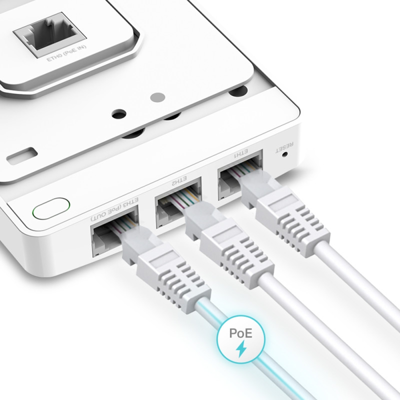 TP-LINK | Omada AC1200 bezvadu MU-MIMO Gigabit sienas lappusē piekļuves punkts | EAP235-Wall | 802.11ac | 2.4 GHz/5 GHz | 867+300 Mbit/s | 10/100/1000 Mbit/s | Ethernet LAN (RJ-45) porti 4 | MU-MIMO Jā | PoE in