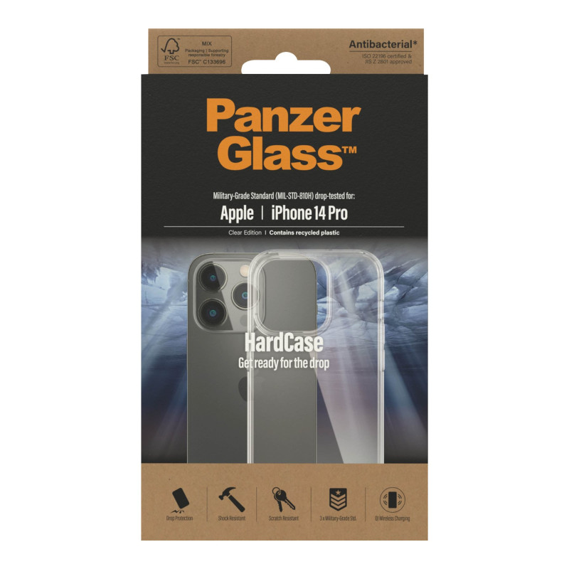 PanzerGlass | HardCase | Apple | iPhone 14 Pro | Caurspīdīgs | Saderīgs ar bezvadu uzlādi; 100% pārstrādāta rāmis materyāla