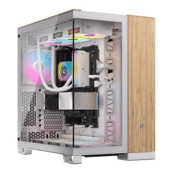 Corsair Dual Chamber PC korpuss | 6500X | Balts/Bambusa koks | Mid Tower
