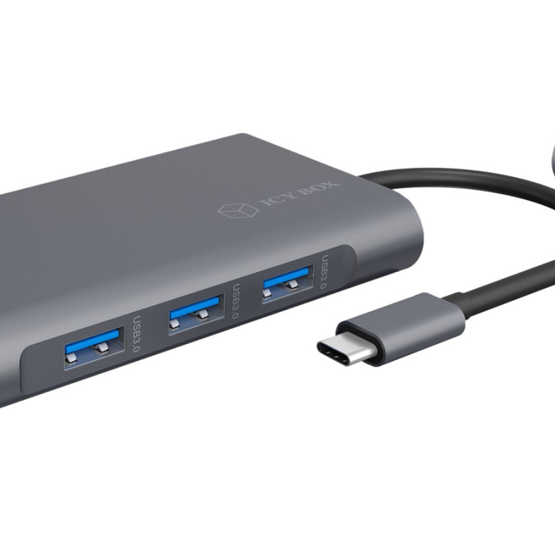 Icy Box IB-DK4040-CPD USB Type-C™ dokstacija ar divām video saskarnēm | Raidsonic