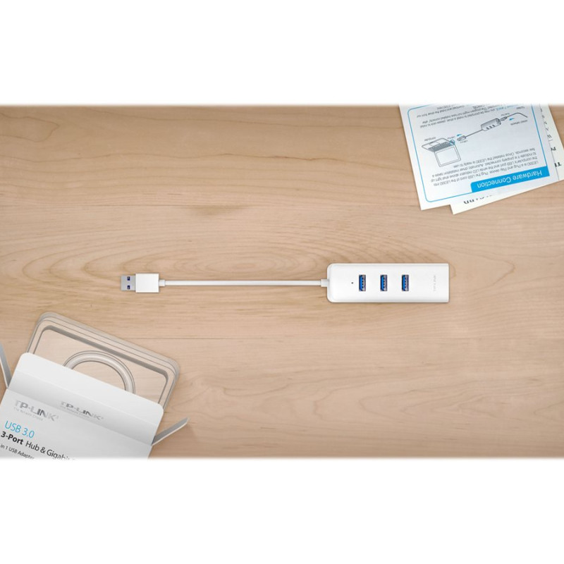 TP-LINK | USB 3.0 3 portu HUB un Gigabit Ethernet adapters 2‑1 USB Adapteris | UE330