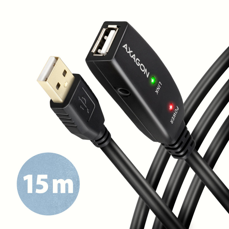 AXAGON | USB pastiprinātāja kabelis, 15 m | ADR-215 | USB Type A - USB Type A