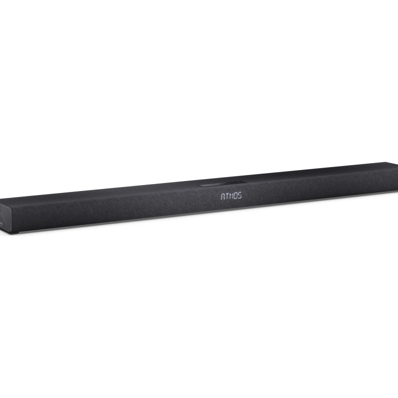 Sharp 2.1 kanālu Ultra-plāns Dolby Atmos/DTS Virtual:X skaņas josla ar bezvadu zemfrekvences skaļruni | HT-SBW320 | 360 W | Bluetooth | Bezvadu savienojums | Melna