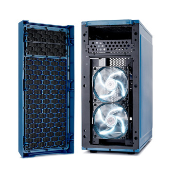 Fractal Design | Focus G | FD-CA-FOCUS-BU-W | Sānu logs | Kreisā sānu siena - rūdīts stikls | Zils | ATX | ATX