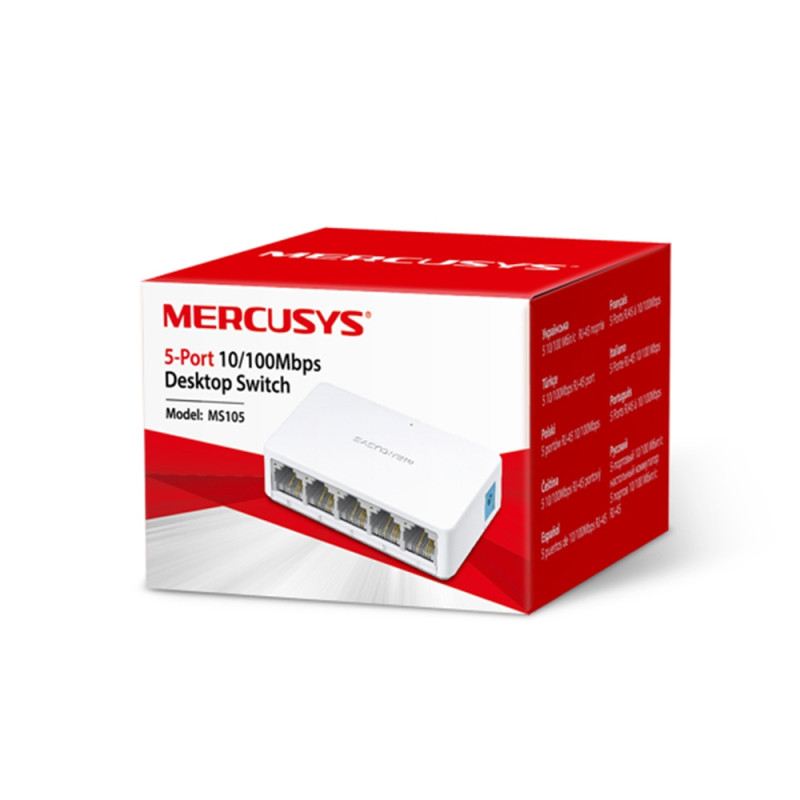 Mercusys | Slēdzis | MS105 | Nevadāms | Galddatora | 10/100 Mbps (RJ-45) portu skaits 5 | Barošanas avots Ārējs