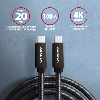 AXAGON | Datu un uzlādes USB 2.0 kabelis | BUCM32-CM20AB | USB Type-C uz USB Type-C