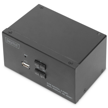 Digitus | KVM slēdzis, 2 porta, divkāršs displejs, 4K, HDMI | DS-12860