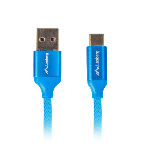 Lanberg | USB Type-C uz USB Type-A 2.0 kabelis Zils Premium QC 3.0, 1 m | CA-USBO-22CU-0010-BL | USB Type-C uz USB Type-A