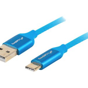 Lanberg | USB Type-C uz USB Type-A 2.0 kabelis Zils Premium QC 3.0, 1 m | CA-USBO-22CU-0010-BL | USB Type-C uz USB Type-A