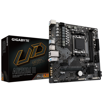 Gigabyte | A620M H 1.0 M/B | Procesoru saime AMD | Procesora ligzda AM5 | DDR5 DIMM | Atmiņas sloti 2 | Atbalstītās cietā diska saskarnes SATA, M.2 | SATA savienotāju skaits 4 | Čipsets AMD A620 | Micro ATX