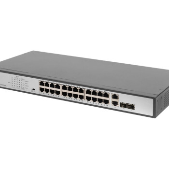 Digitus | Fast Ethernet PoE slēdzis 24 porti PoE + 2 Combo, 370W PoE | DN-95343 | Nevadāms | Darbvirsmas | Barošanas avots iebūvēts