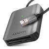 AXAGON alumīnija augstas ātrg. USB-A 3.2 Gen 1 atmiņas karšu lasītājs, 3 sloti | CRE-S3