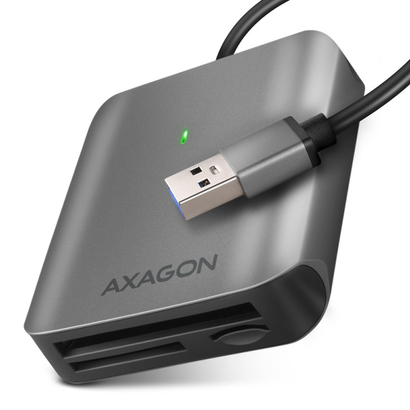 AXAGON alumīnija augstas ātrg. USB-A 3.2 Gen 1 atmiņas karšu lasītājs, 3 sloti | CRE-S3