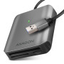 AXAGON alumīnija augstas ātrg. USB-A 3.2 Gen 1 atmiņas karšu lasītājs, 3 sloti | CRE-S3