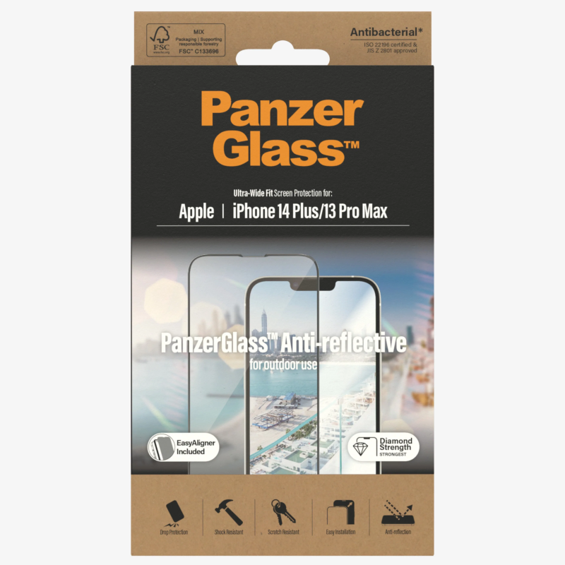 PanzerGlass | Ekrāna aizsargstikls | Apple | iPhone 14 Plus/13 Pro Max | Stikls | Caurspīdīgs | Ultra-Wide Fit; Viegla uzstādīšana; Privātuma filtrs; Pretpirkstu nospiedumu | Anti-Reflective