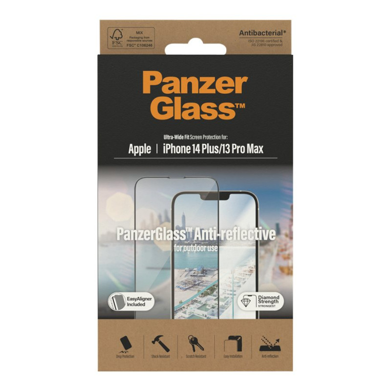 PanzerGlass | Ekrāna aizsargstikls | Apple | iPhone 14 Plus/13 Pro Max | Stikls | Caurspīdīgs | Ultra-Wide Fit; Viegla uzstādīšana; Privātuma filtrs; Pretpirkstu nospiedumu | Anti-Reflective