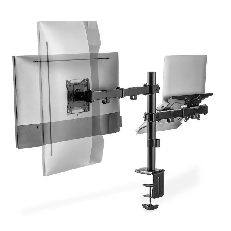 Digitus | Galda stiprinājums | DA-90436 | Slīpums, pagrieziens, augstuma regulēšana, rotēšana | Maksimālā slodze 9 kg | Melns