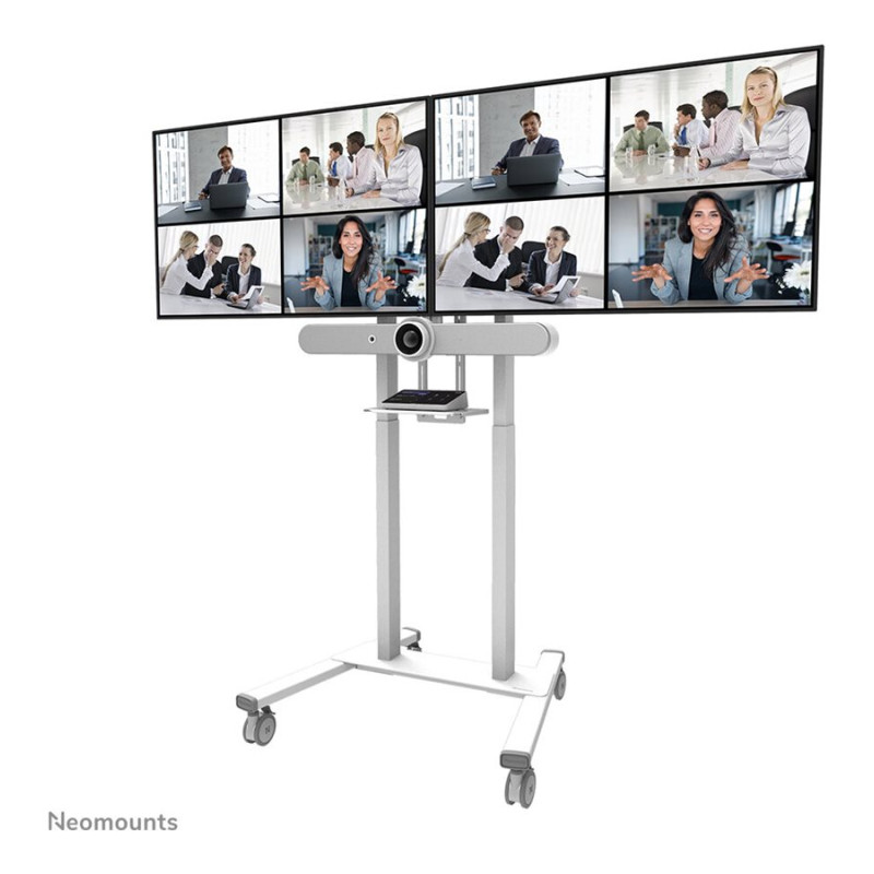 Neomounts Grīdas statīvs | ADM-875WH2 Dubultā ekrāna adapteris | Regulējams augstums | 42–65