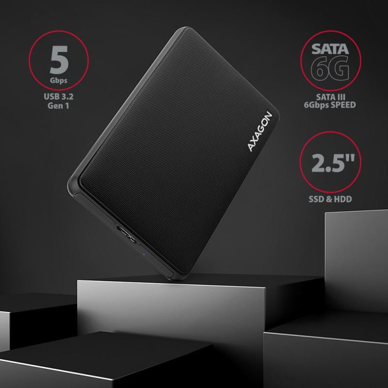 AXAGON Screwless USB 3.2 Gen 1 - SATA 6G external box for 2.5" SSD/HDD | EE25-SL