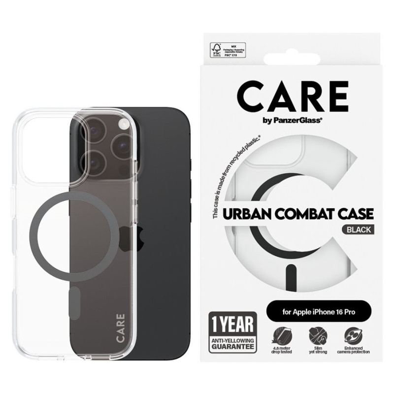 CARE Flagship Case | Back cover | Apple | iPhone 16 PRO | Recycled plastic | Black | MagSafe