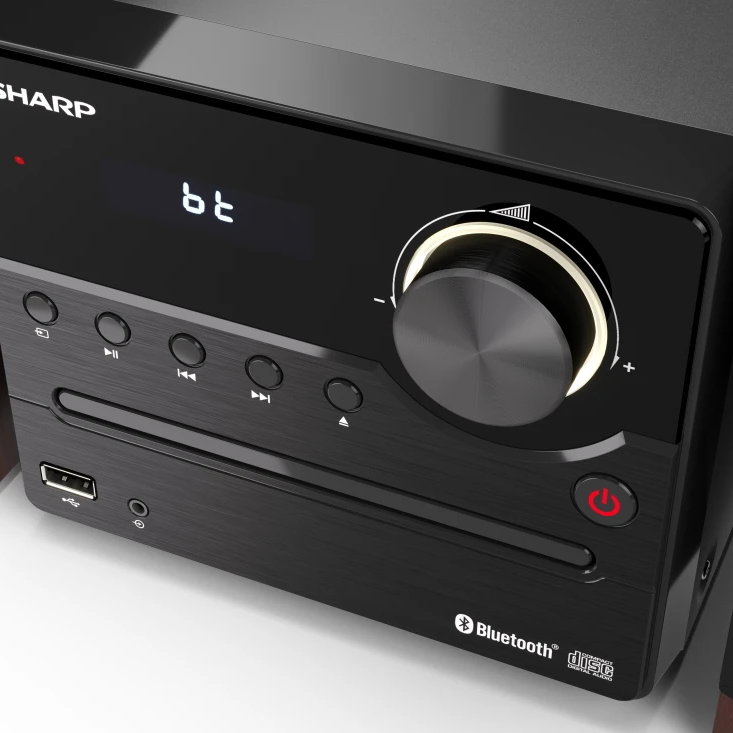 Sharp XL-B512(BR) Hi-Fi mikro sistēma, CD/FM/USB/Bluetooth v5.0, 45W, brūna | Sharp | Hi-Fi Micro System | XL-B512(BR) | Brown | USB port | AUX in | Bluetooth | CD player | FM radio | Wireless connection