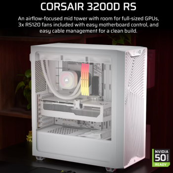 Corsair PC korpuss | 3200D RS | Balts | Mid-Tower