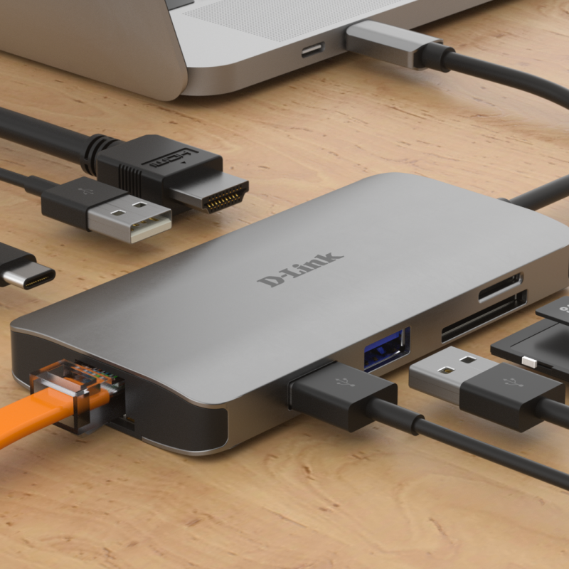 D-Link | 8-in-1 USB-C centrmezgls ar HDMI/Ethernet/karšu lasītāju/Power Delivery | DUB-M810 | USB koncentrators | USB Type-C