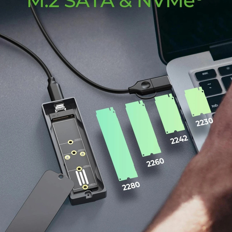 Raidsonic Icy Box M.2 SATA/NVMe SSD Enclosure with USB 3.2 Gen 2 Type-C and RGB light | IB-1826MCL-CU31