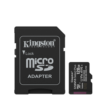 Kingston Canvas Select Plus | 128 GB | microSD | Flasha atmiņa Class 10, UHS-I, U1/U3, video klase V10/V30, A1
