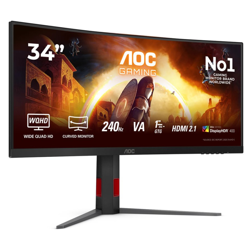 AOC | CU34G4Z | 34 " | Fast VA | WQHD | 21:9 | 240 Hz | 1 ms | 3440 x 1440 pixels | 450 cd/m² | HDMI ports quantity 2 | Black