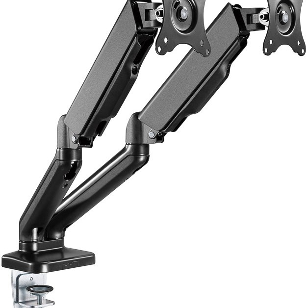 Goobay Desk Mount | Double Monitor Mount with Gas Spring | Swivel, Tilt, Rotation | 17-32 " | Maximum weight (capacity) 9 kg | Black