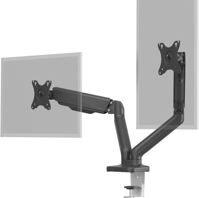 Goobay Desk Mount | Double Monitor Mount with Gas Spring | Swivel, Tilt, Rotation | 17-32 " | Maximum weight (capacity) 9 kg | Black