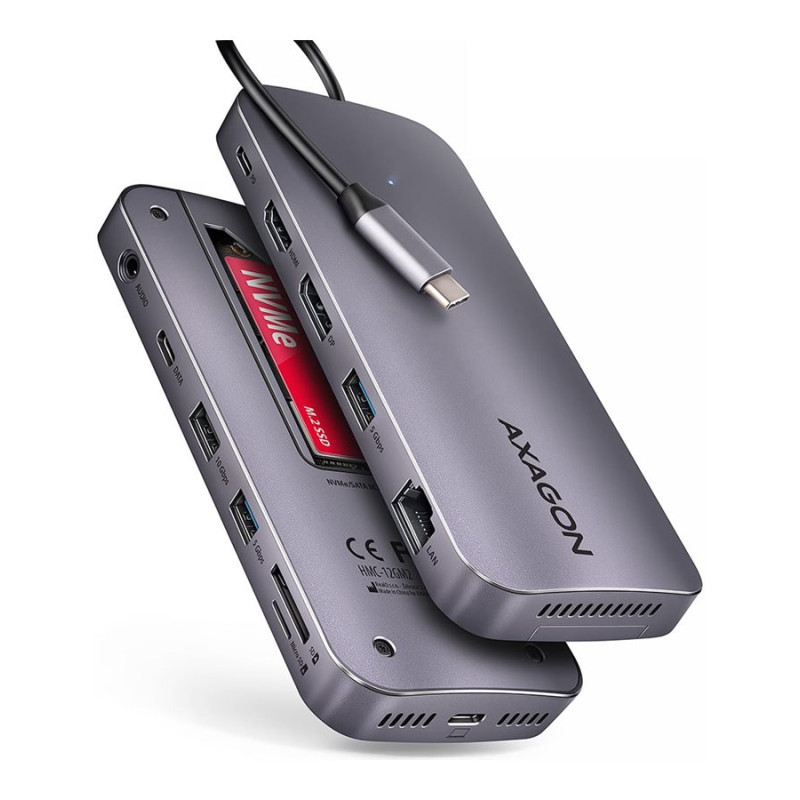AXAGON USB-C 10Gbps GEN2COMBO 12in1 Hub | HMC-12GM2