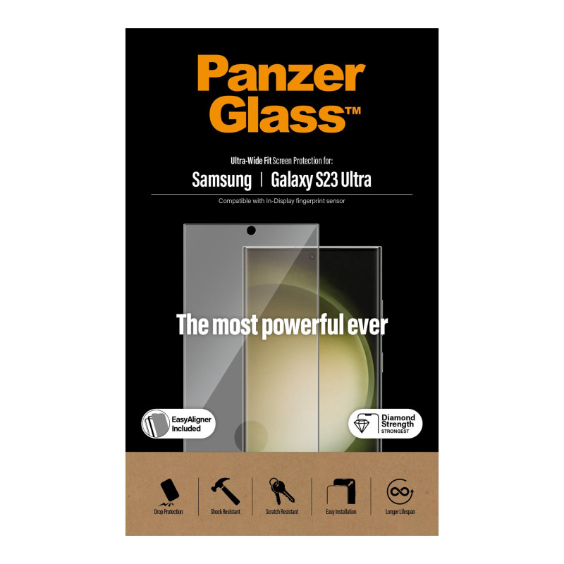 PanzerGlass ekrāna aizsargplēve Samsung Galaxy S23 Ultra, Ultra-Wide Fit ar Easyaligner | PanzerGlass