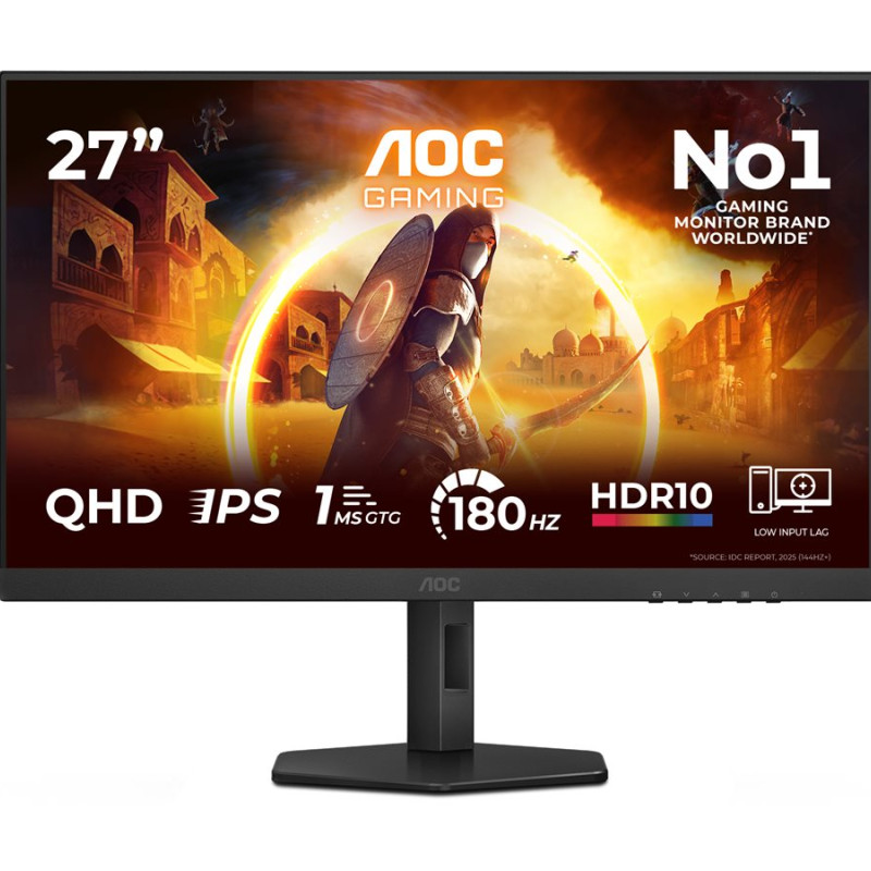 AOC | Q27G4XF | 27 " | IPS | 16:9 | 180 Hz | 1 ms | 2560 x 1440 pixels | 300 cd/m² | HDMI ports quantity 1 | Black