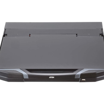 Aten | 1U ļoti šaura dziļuma divu sliedžu platekrāna LCD konsole (USB/HDMI/DVI/VGA)