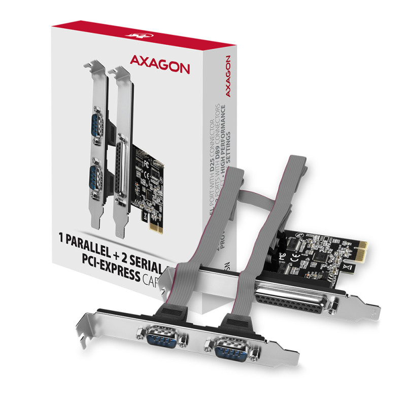 AXAGON PCI-Express karte ar vienu paralēlo un divām sērijveida ostām 250 kb/s | PCEA-PSN
