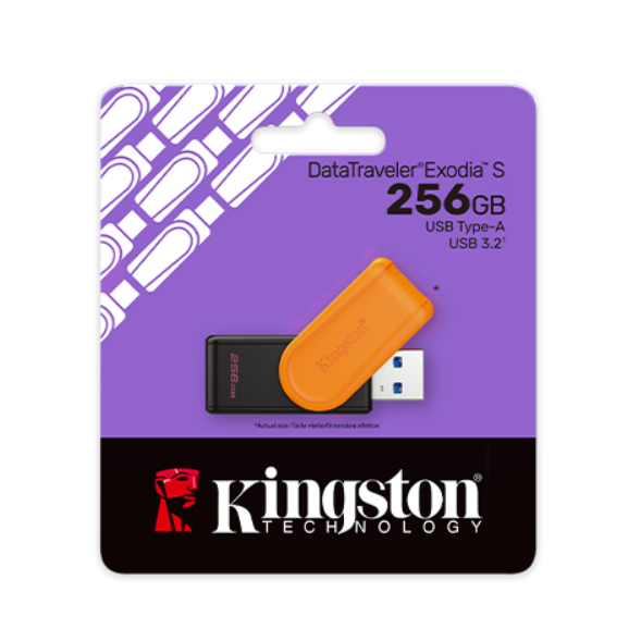 Kingston USB zibatmiņa | DataTraveler Exodia S | 256 GB | USB 3.2 Gen 1 | Melna/Oranža