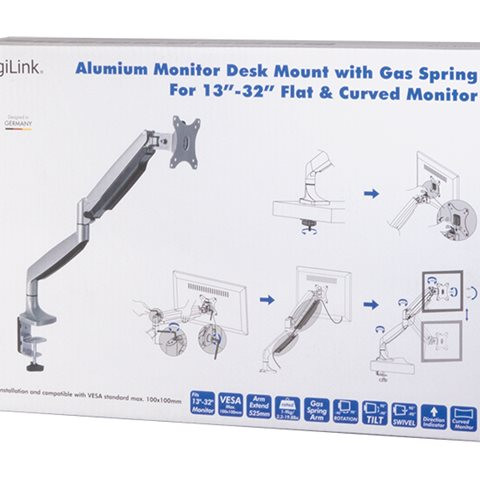 Logilink | Desk Mount | BP0042 | 13-32 " | Maximum weight (capacity) 9 kg | Silver