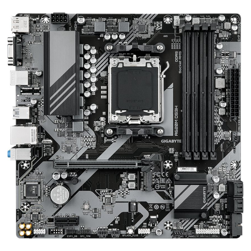 Gigabyte A620M DS3H | Procesoru ģimene AMD | Procesora ligzda AM5 | DDR5 | Atbalstītie cietā diska interfeisi M.2, SATA | SATA savienotāju skaits 4