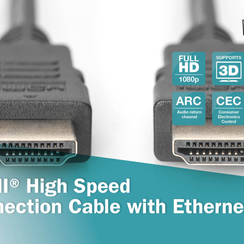 Digitus | High Speed HDMI kabelis ar Ethernet | AK-330114-030-S | HDMI spraudnis (tips A) | HDMI spraudnis (tips A) | HDMI uz HDMI | 3 m