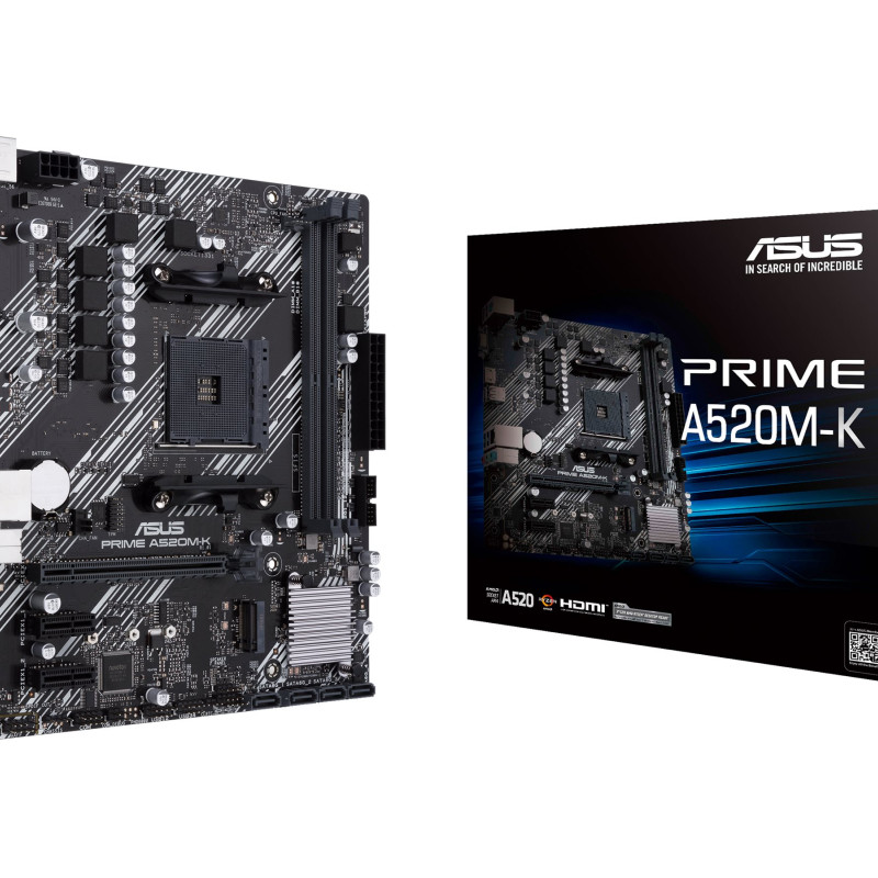 Asus | PRIME A520M-K | Procesoru saime AMD | Procesora ligzda AM4 | DDR4 | Atmiņas sloti 2 | Atbalstītie cietā diska saskarnes M.2, SATA | SATA savienotāju skaits 4 | Čipsets AMD A | Micro ATX