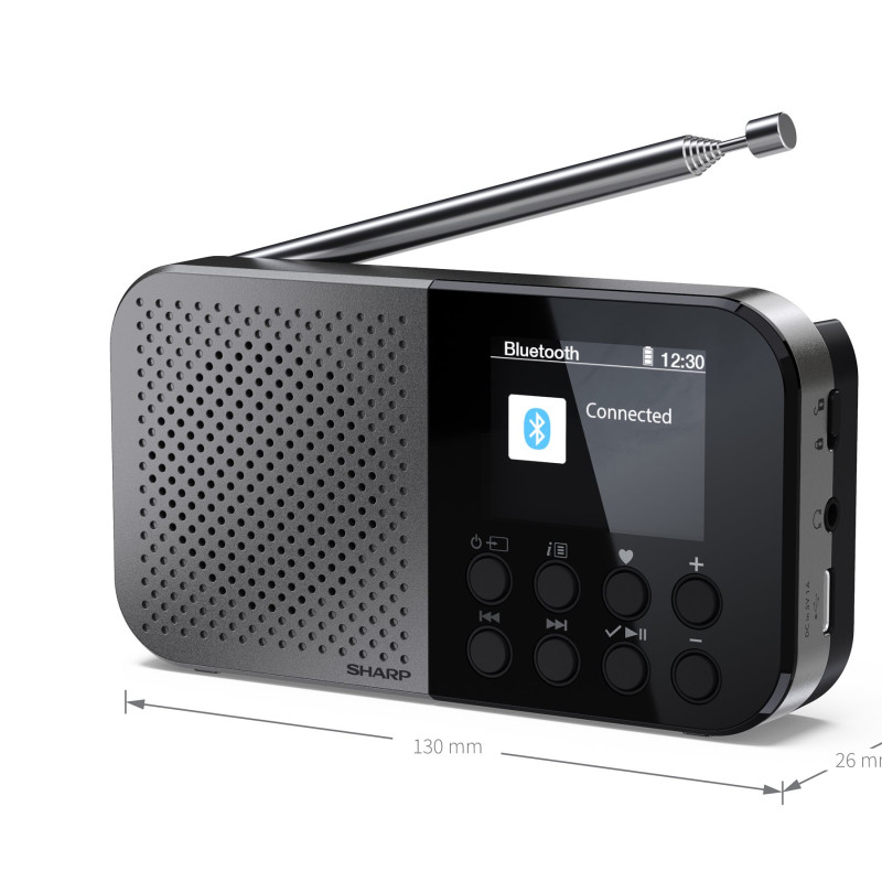 Sharp OSAKA kabatas/rokas pārnēsājams digitālais radios | DR-P520(GY) | Bluetooth