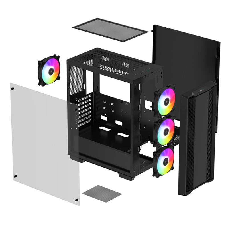 Deepcool | CC560 (with 4pcs ARGB Fans) | Side window | Black | Mid-Tower | ATX PS2